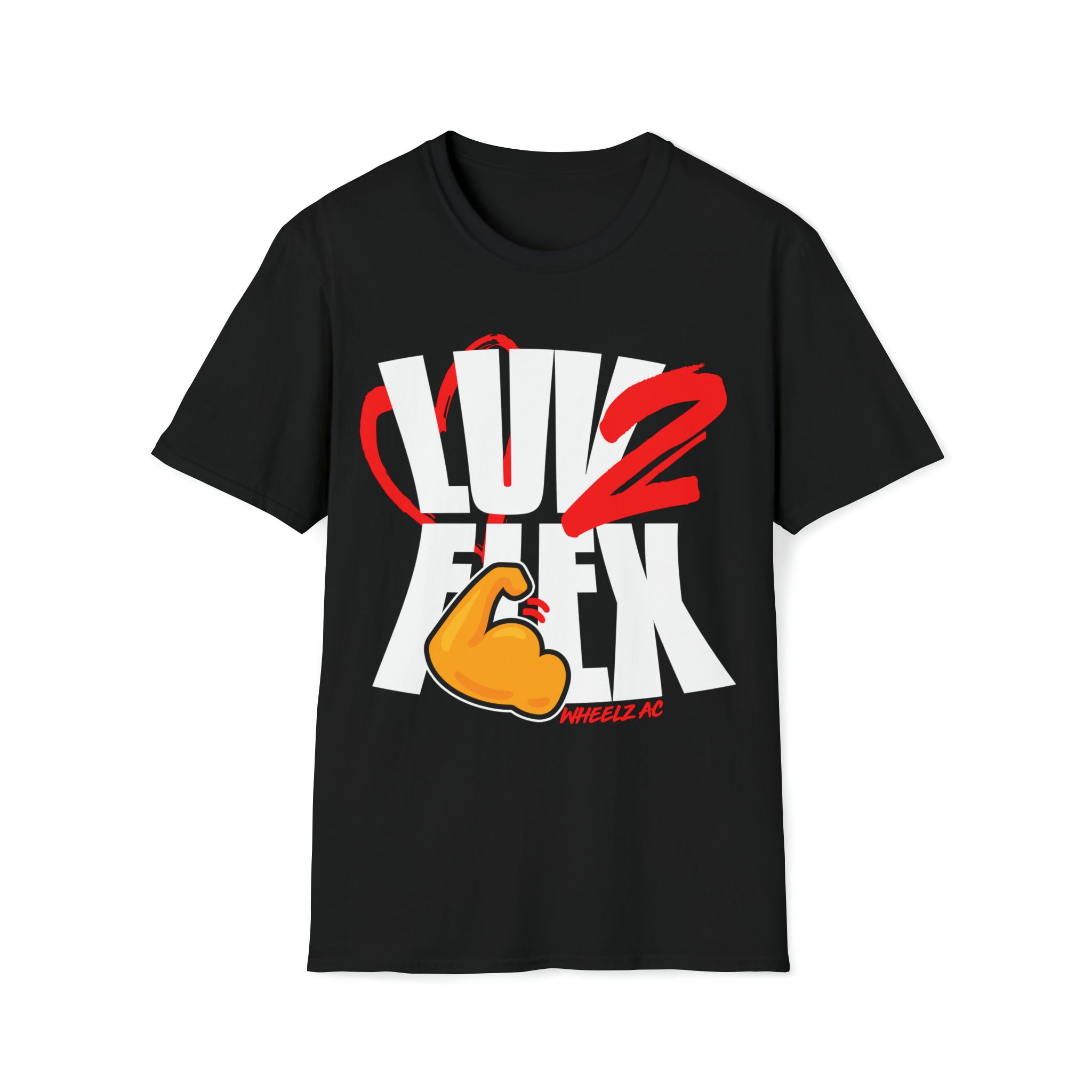LUV 2 FLEX T-Shirt, black tee, flexing shirt.